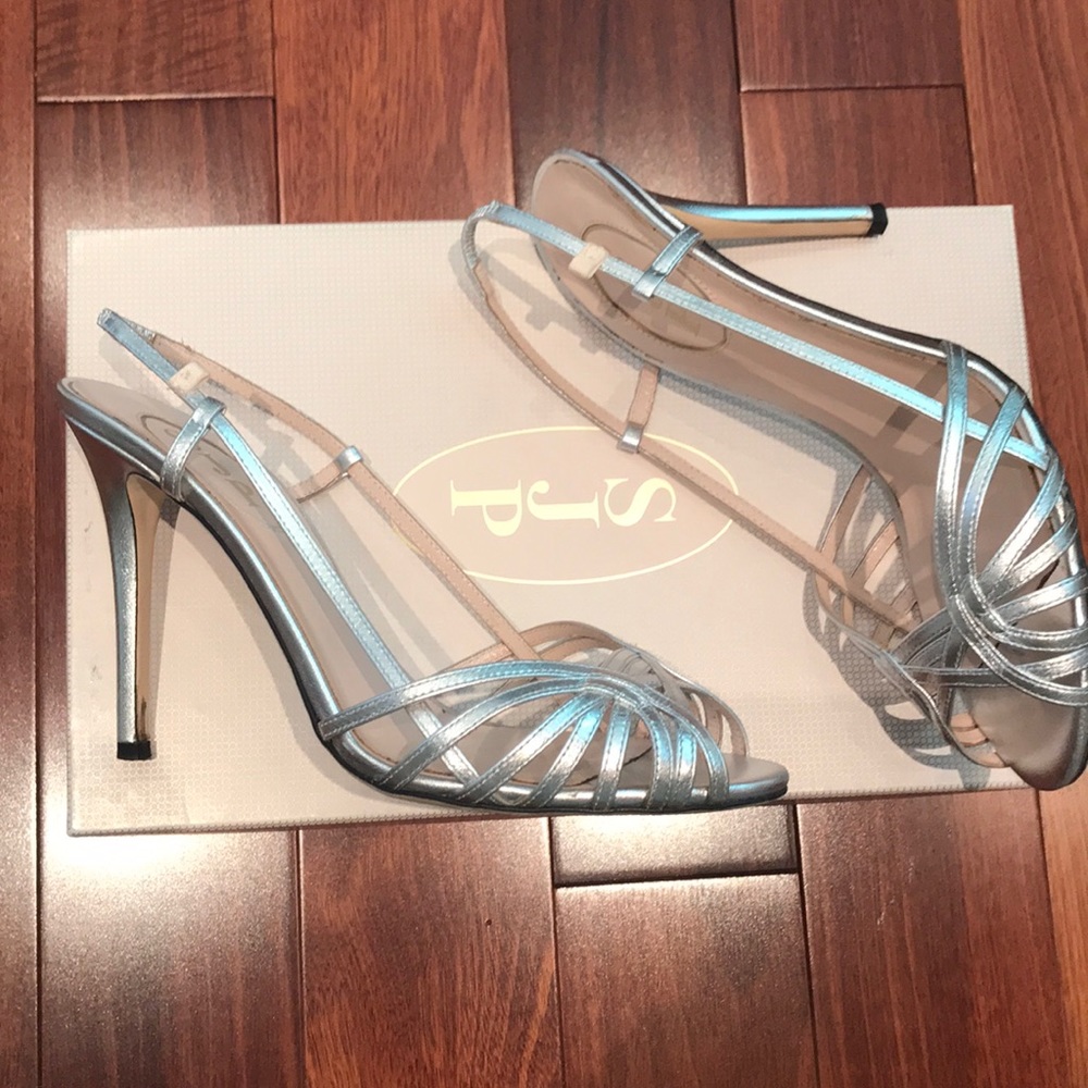 SJP silver high heel sandals